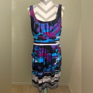 Bison Bisou Multicolor Sleeveless Midi Dress with Pockets